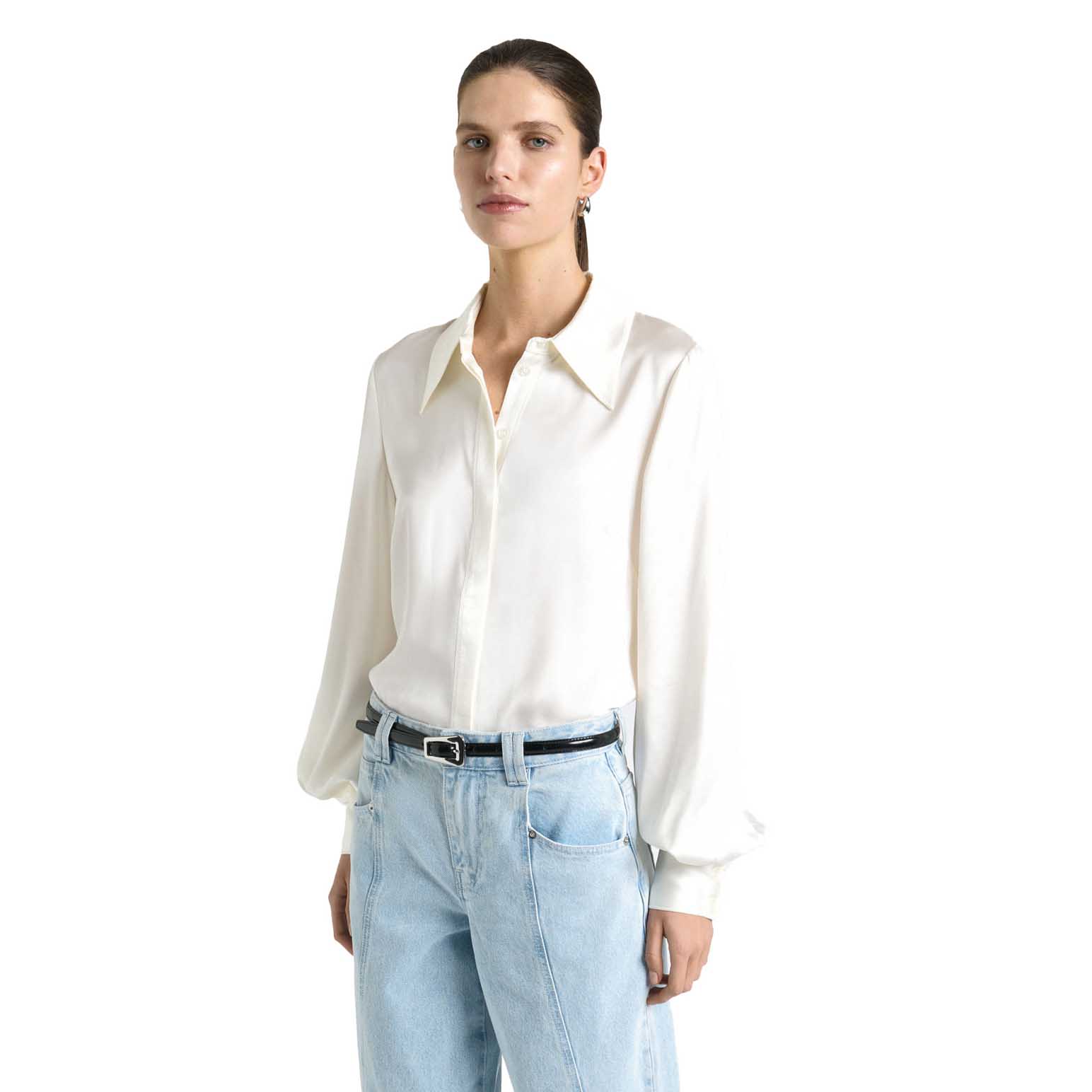 Cue Satin Long Sleeve Shirt